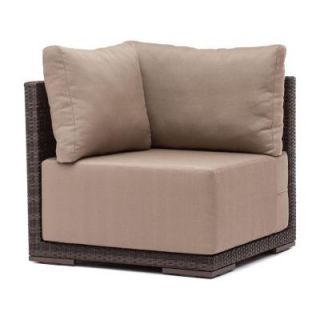 ZUO Park Island Brown All Weather Wicker Patio Corner Chair with Brown Cushion 703021