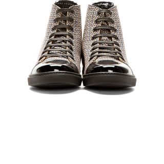 Marc Jacobs Brown Jacquard Patent Cap Sneakers