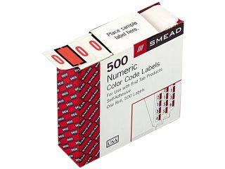 Smead 67370 Single Digit End Tab Labels, Number 0, Pink on White, 500/Roll
