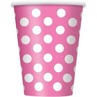 12 oz Pink Polka Dot Paper Cups, 6pk