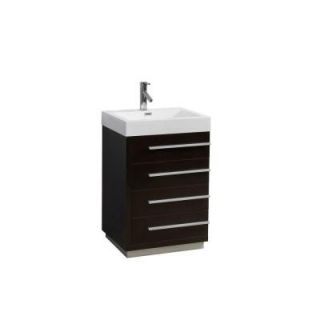 Virtu USA Bailey 22 3/8 in. Single Sink Bathroom Vanity in Wenge with Poly Marble Vanity Top in White JS 50524 WG PRTSET1