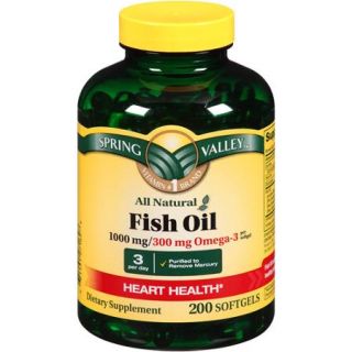 Spring Valley Fish Oil Dietary Supplement Softgels, 1000mg, 200 count