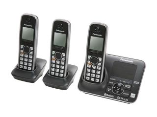 Panasonic KX TG7623B Link To Cell 1.9 GHz Digital DECT 6.0 3X Handsets Cordless Phones