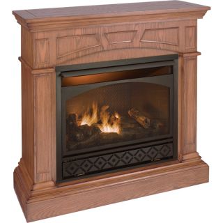 ProCom Dual Fuel Vent-Free Fireplace and Mantel — 32,000 BTU, Medium Oak Finish, Model# FBNSD32RT-M-MO