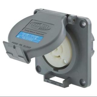 Hubbell Wiring Device Kellems Watertight Locking Receptacle, Reinforced Nylon, Gray, HBL2510SW