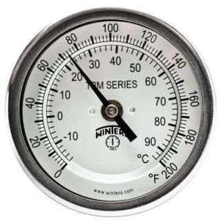 Winters Instruments TBM Series 3 in. Dial Thermometer with Fixed Center Back Connection and 2.5 in. Stem with Range of 0 200°F/C TBM30025B6
