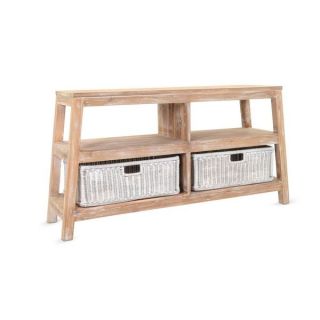 Craig Rustic White Wash Double Wide Low Shelf