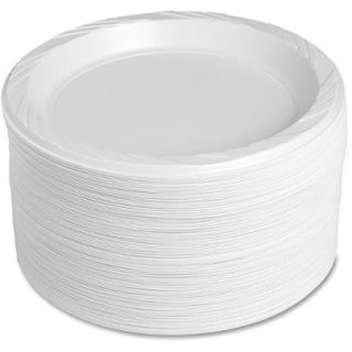 Genuine Joe Reusable Plastic Plates, White, 9", 125 count
