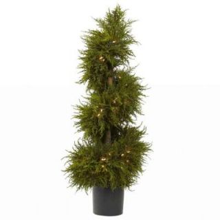 Nearly Natural 43 in. Cedar Spiral Topiary with Lights 5915