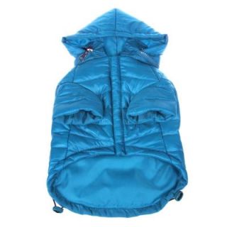 PET LIFE Small Ocean Blue Lightweight Adjustable Sporty Avalanche Dog Coat with Removable Pop Out Collared Hood 30BLSM