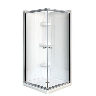 MAAX Centric Square Chrome Acrylic 4 Piece Corner Shower Kit (Actual 73 in x 32.125 in x 32.125 in)