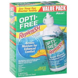 Alcon Opti Free Replenish Contact Lens Care Cleaning & Disinfecting Solution   2x10 fl oz