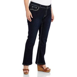 Denim Diva Women's Plus Size Embellished Bootcut Jeans With Flap Back Pockets