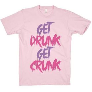 Light Pink Get Drunk Get Crunk Crewneck Funny Graphic T Shirt (Size Large) NEW