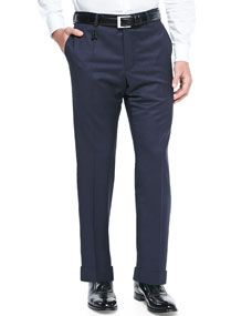 Incotex Check Super 130s Wool Trousers, Blue/Navy