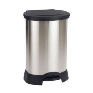 Rubbermaid Commercial Products 30 Gal. Black/Stainless Steel Step On Trash Can FG614787BLA