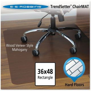 ES Robbins® Wood Look Chair Mat for Hard Floors   Mahogany 3x4