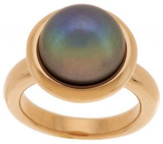 As Is HonoraGold Cultured Pearl 12.0mm Button Ring, 14K Gold —