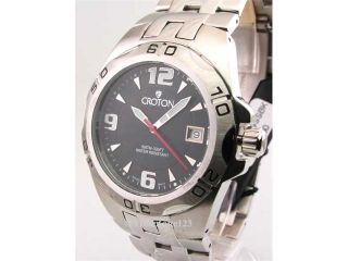 Mens Croton Steel Swiss 10 Atm Date New Watch CA301149SSBK