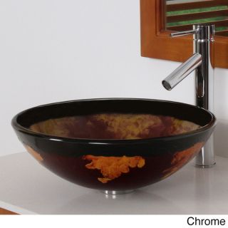 ELITE 70142659 Modern Design Tempered Glass Bathroom Vessel Sink With