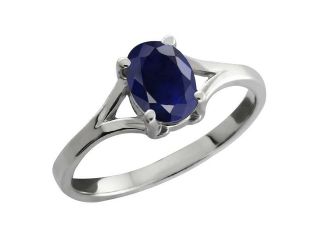 1.02 Ct Oval Blue Sapphire 14K White Gold Ring