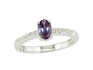 10K White Gold .05 ctw Diamond and Alexandrite Ring