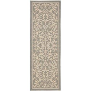 Safavieh Courtyard Grey/Natural 2 ft. 3 in. x 10 ft. Runner CY2098 3606 210