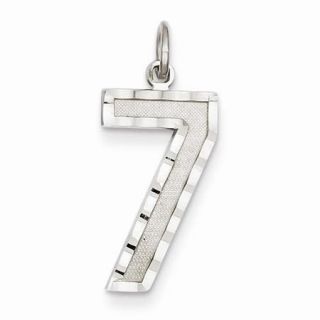 14k White Gold Casted Large D/C Number 7 Charm Pendant
