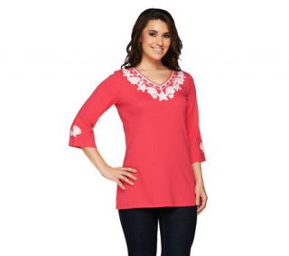 Quacker Factory Pearly Embroidered Seashell Tunic   A252756 —