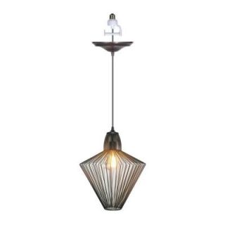 Worth Home Products 1 Light Brushed Bronze Instant Pendant Conversion Kit with Wire Cage Shade PKN 0511
