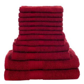 Lavish Home 12 Piece 100% Cotton Towel Set in Burgundy 67 0014 BU