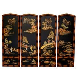 Silk and Wood 36 inch Cherry Blossom Wall Hanging (China)