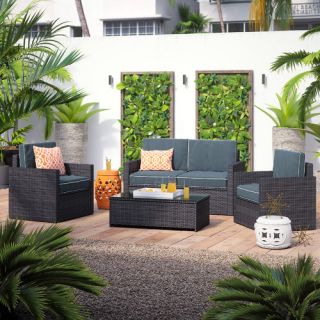 Brayden Studio Palm Harbor 4 Piece Deep Seating Group with Cushions
