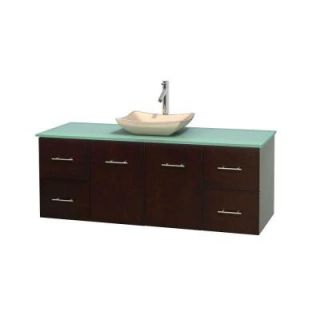 Wyndham Collection Centra 60 in. Vanity in Espresso with Glass Vanity Top in Green and Sink WCVW00960SESGGGS2MXX