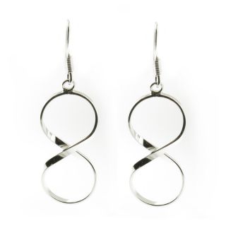 Handcrafted .925 Sterling Silver Polished Infinity Fishhook Earrings