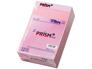 TOPS 63050 Prism Plus Colored Jr. Legal Writing Pads, 5 x 8, Pink, 50 Sheet Pads, 12/Pack