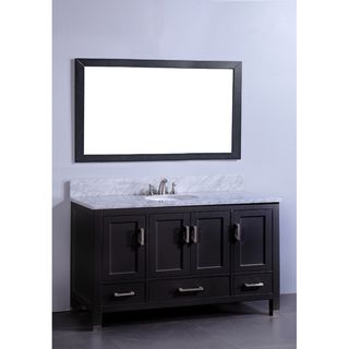 Marble Top 60 inch Single Sink Espresso Bathroom Vanity with Matching