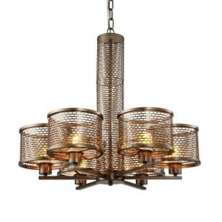 Varaluz Lit Mesh Test 6 Light New Bronze Chandelier with Recycled Steel Mesh Shade 231C06NB