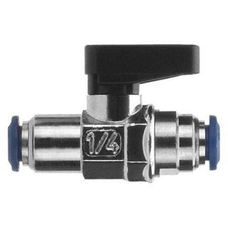 ALPHA FITTINGS Nickel Plated Brass Push x Push Mini Ball Valve, Wedge, NA Pipe Size 86320 04 04