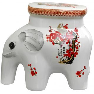 Porcelain 14 inch Cherry Blossom Elephant Stool (China)  