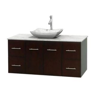 Wyndham Collection Centra 48 in. Vanity in Espresso with Marble Vanity Top in Carrara White and Sink WCVW00948SESCMGS3MXX