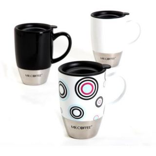 Mr. Coffee Couplet 15 oz Mugs with Lids, Set of 3