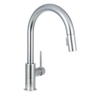 Delta Trinsic Single Handle Pull Down Sprayer Kitchen Faucet in Arctic Stainless Featuring MagnaTite Docking 9159 AR DST