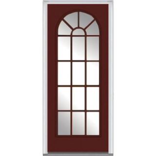 Milliken Millwork 32 in. x 80 in. Clear Glass Round Top Full Lite Painted Majestic Steel Prehung Front Door Z004826R