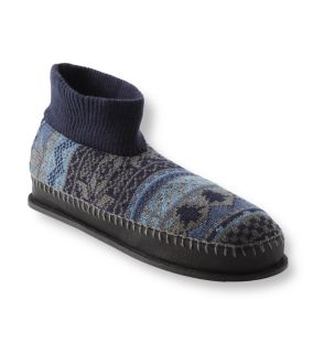 Muk Luks Mens Cullen Blue Nordic Knit Ankle Slippers  