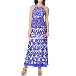 London Times Womens Blue Floral Print Maxi Dress   Shopping