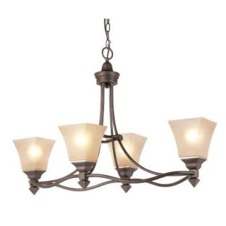Bel Air Lighting Cabernet Collection 4 Light Antique Bronze Chandelier with Tea Stained Shade 70234