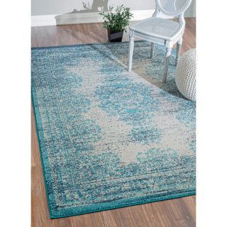 nuLOOM Transitional Vintage Abstract Blue Rug (53 x 77)  