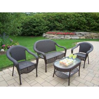 Oakland Living Elite Resin 4 Piece All Weather Wicker Patio Seating Set 90092 4 CF