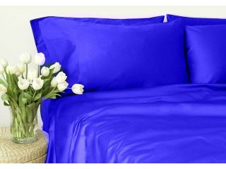 600 Thread Count 100% Egyptian Cotton Solid Egyptian Blue Short Queen Sheet Set with 14" Deep Pockets